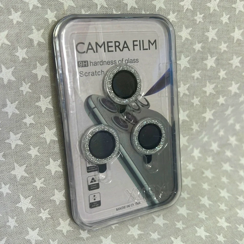Camera lens tempered glass protector Glitter Silver iPhone 13 Pro, 13 Pro Max